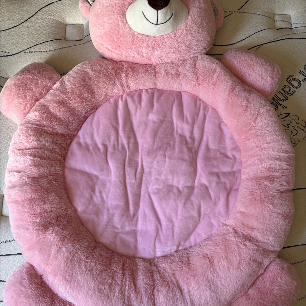 Pink Teddy Bear Plush Mat